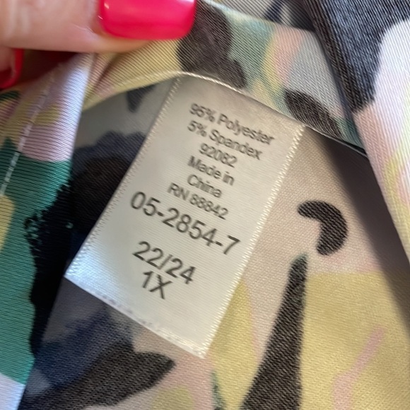 ELLOS Plus FLORAL shift dress jersey stretch lounge dress sleeveless 22.24 1X - Picture 7 of 8